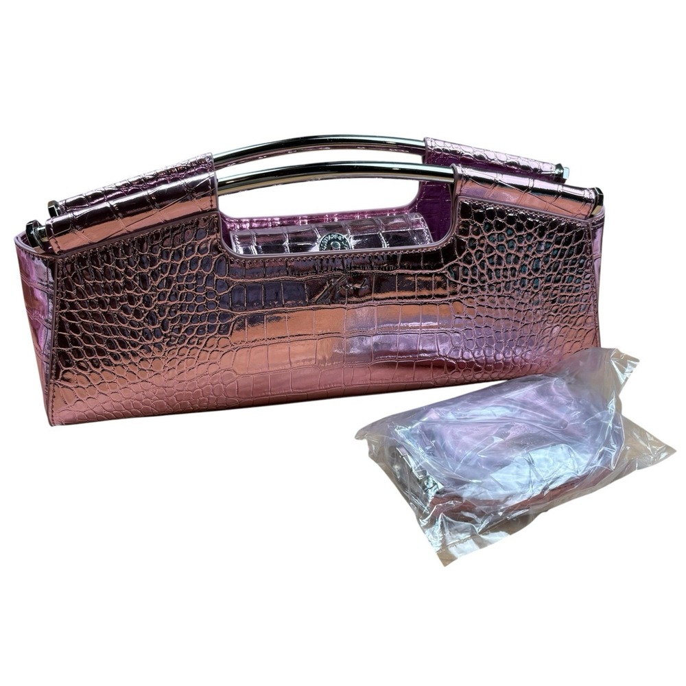 NWOT Tyler Lambert Edge Bag Metallic Pink w/ Adjustable Strap Clutch Crossbody